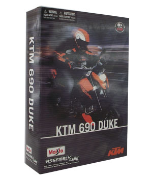 KTM 690 Duke, Assembly Kit, scale 1:12 in Black-White by Maisto, diecast scale model bike Assembly kit
