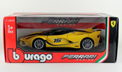 Ferrari FXX K, scale 1:24 in Yellow-Blue by Bburago, diecast miniature scale model car, toy car, kids toys, toys for boys, vehicle toys, licensed automobile miniature replica model vehicle, available online in India at www.dreamcarmodels.com