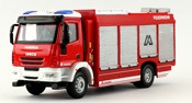 Iveco Magirus RW Fire Truck, scale 1:50 in Red by Bburago, diecast miniature scale model fire truck.