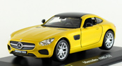 Mercedes AMG GT, scale 1:32 in Yellow by Bburago, diecast miniature scale model car.