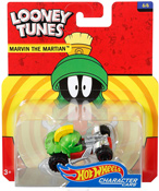 Marvin The Martian in Green by HotWheels, diecast miniature scale model car toy, Hotwheels car, Hot Wheels toy car, Looney Tunes character car.