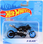 X-Blade in Blue-Black by Hot Wheels, diecast miniature scale model bike, Hot Wheels Street Power bike model, toy bike, Hot Wheels bike, Hot Wheels toy.