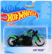 Fat Ride in Green-Black by Hot Wheels, diecast miniature scale model bike, Hot Wheels Street Power bike model, toy bike, Hot Wheels bike, Hot Wheels toy.