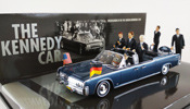 Lincoln Continental Presidential Parade Vehicle X-100 Berlin 1963 - JF Kennedy, scale 1:43 in Blue by Minichamps, miniature diecast scale model car.