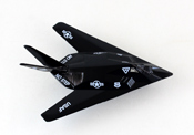 F-117A Stealth Fighter, length 10.5 cms in Black by Motormax, miniature diecast scale model plane