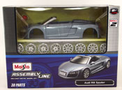 Audi R8 Spyder, Assembly Kit, scale 1:24 in Bluish Grey by Maisto, diecast scale model car assembly kit
