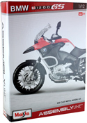 BMW R1200 GS - Assembly Kit, scale 1:12 in Red-Black by Maisto, diecast miniature scale model bike kit