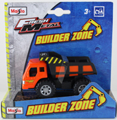 Dump Truck, size 10.5 cms in Orange-Black by Maisto, miniature diecast scale model truck, Maisto Builder Zone series