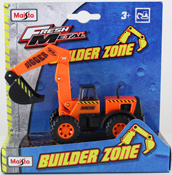 Excavator, size 14 cms in Orange by Maisto, miniature diecast scale model truck, Maisto Builder Zone series