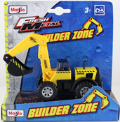Excavator, size 14 cms in Yellow by Maisto, miniature diecast scale model truck, Maisto Builder Zone series