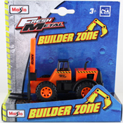 Forklift, size 13.5 cms in Orange by Maisto, miniature diecast scale model truck, Maisto Builder Zone series
