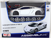Lamborghini Gallardo LP 560-4, Assembly Kit, scale 1:24 in White by Maisto, diecast miniature scale model car, model car assembly kit.