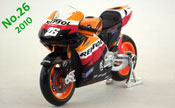 Honda RCV 212, Dani Pedrosa No.26, Repsol Honda Team 2010, scale 1:18 in Repsol colors by Maisto, miniature diecast scale model bike