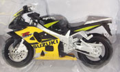Suzuki GSX-R600, scale 1:18 in Black-Yellow by Maisto, miniature diecast scale model bike