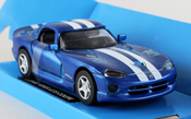 Dodge Viper GTS Coupe, scale 1:32 in Blue-White by NewRay, miniature diecast scale model car.