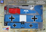 Fokker D.VII, Assembly Kit, size 7.5 inch in Blue by NewRay, miniature diecast scaled model plane, toy airplane, toy military fighter plane scale model, aeroplane toy model.