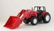 Farm Tractor with Loader, scale 1:32 in Red by NewRay, diecast miniature scale model tractor