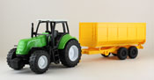 Farm Tractor with Trailer, scale 1:32 in Green-Yellow by NewRay, diecast miniature scale model Farm Tractor with Trailer.