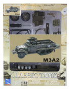 M3A2 Half-track Military vehicle, Assembly Kit, scale 1:32 in Green by NewRay, diecast miniature scale model military vehicle, model military vehicle assembly kit, half-track miniature model assembly kit.