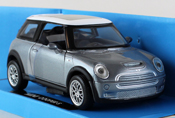 Mini Cooper S, scale 1:32 in Grey by NewRay, miniature diecast scale model car.