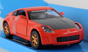 Nissan 350Z, scale 1:32 in Red by NewRay, miniature diecast scale model car.